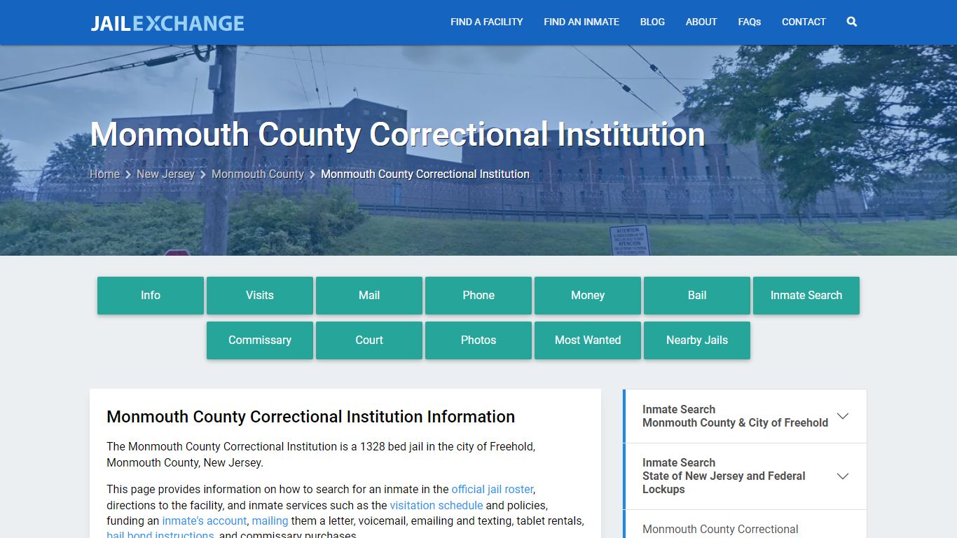 Monmouth County Correctional Institution, NJ Inmate Search, Information